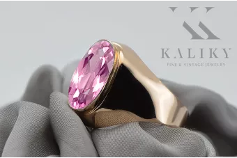 Vintažiniai papuošalai Žiedas Ametistas Originalus 14k rožinio aukso vintage vrc077r